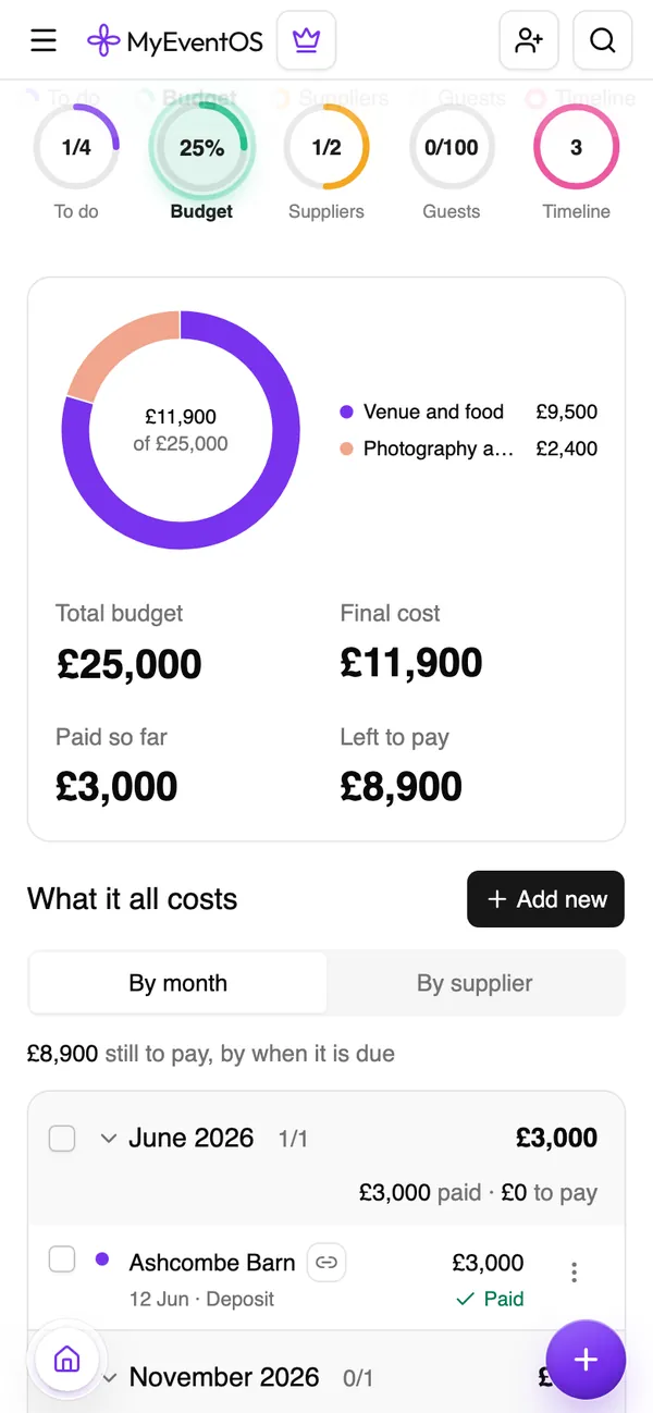 The planner on a phone: Budget