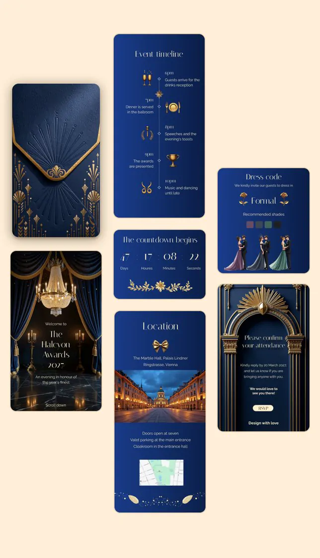 Every page of the Halcyon design