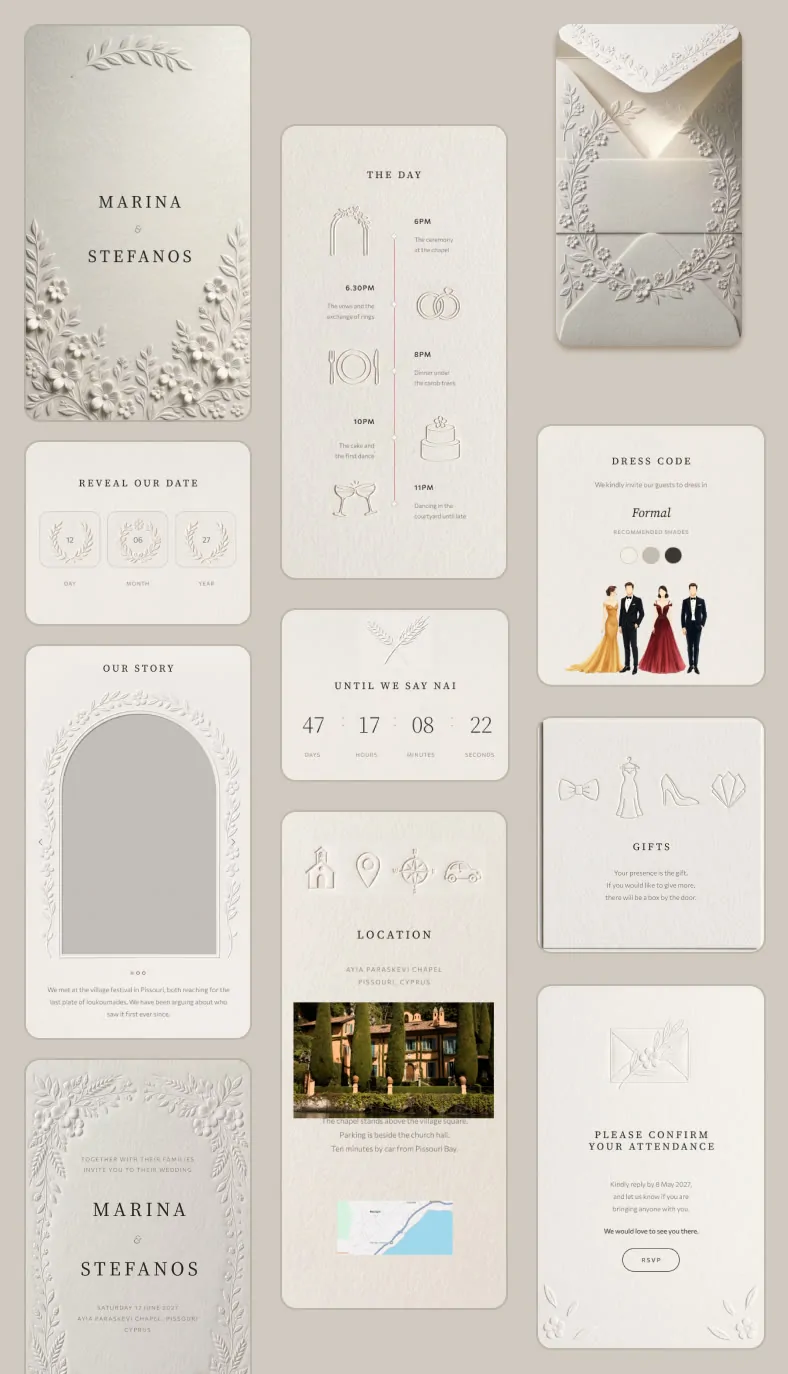 Lefkara, a wedding invitation design