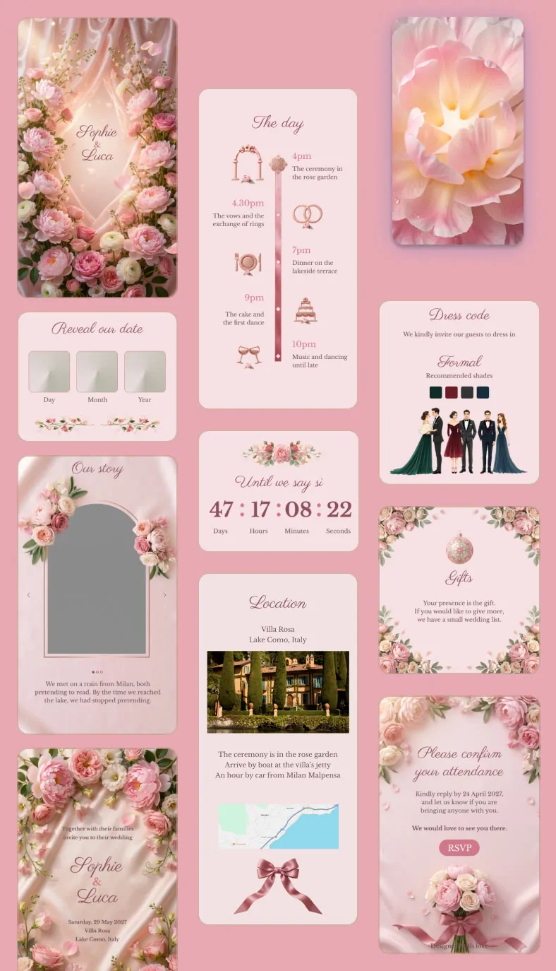 Every page of the Peony design